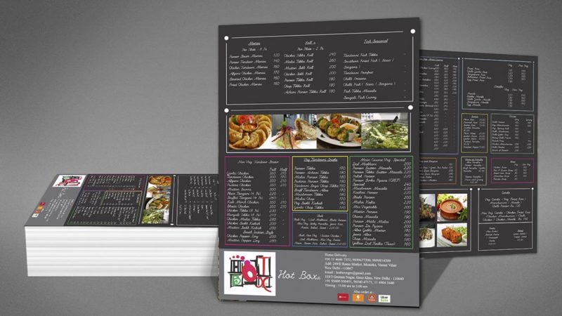 Menu Card Printing Services in Munirka Delhi NCR India