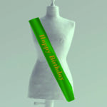 Dark Green Happy Birthday Sash Golden Text