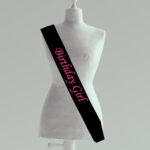 Black Birthday Girl Sash Magneta Text