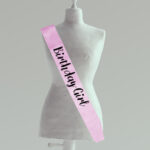 Light Pink Birthday Girl Sash Black Text